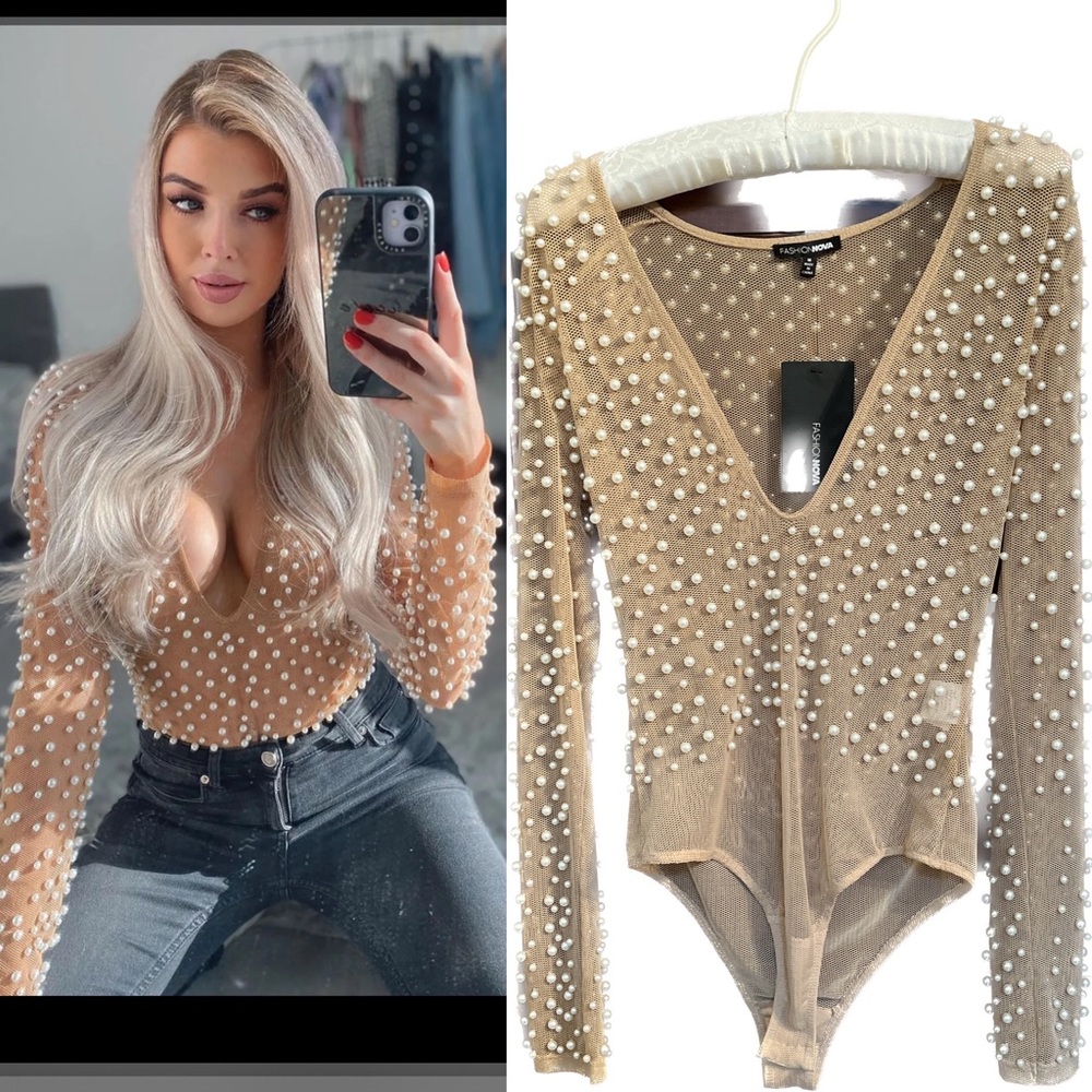 NWT Fashion Nova | My Pearl Bodysuit | Nude | Sz Medium M